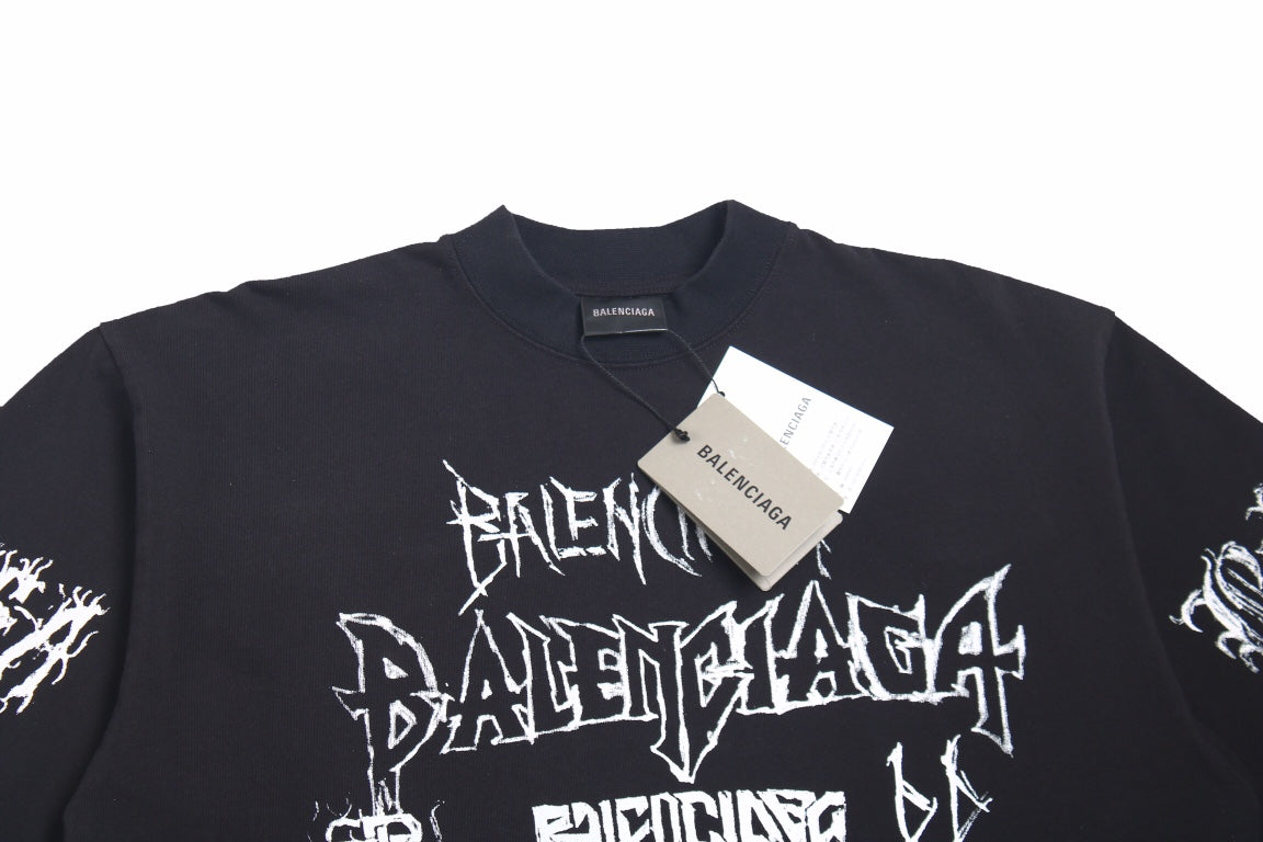Balenciaga Multi-Logo T-Shirt (Black) - Phantom Kicks