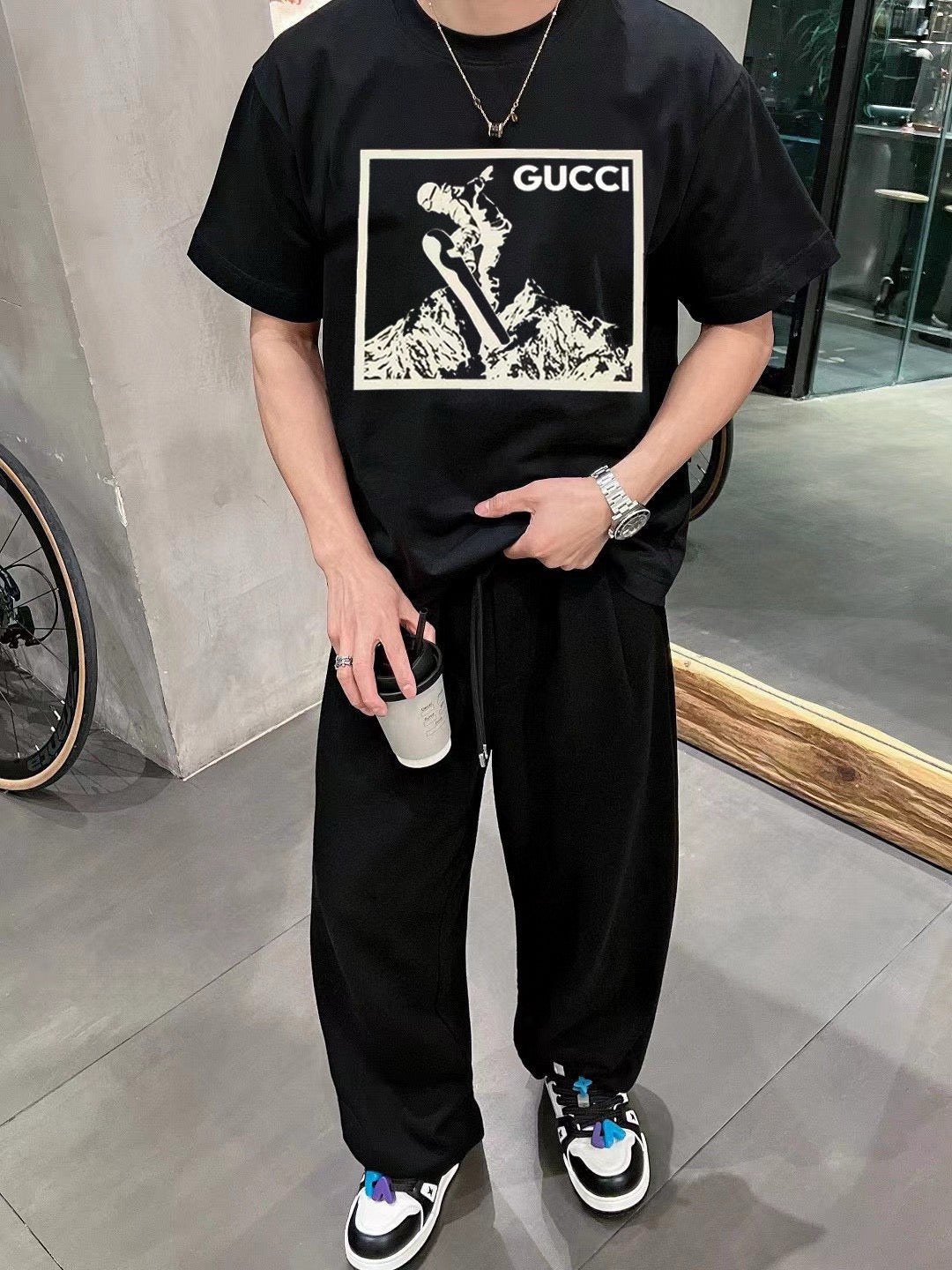 Gucci Snowboarder Graphic Black T-Shirt - Phantom Kicks