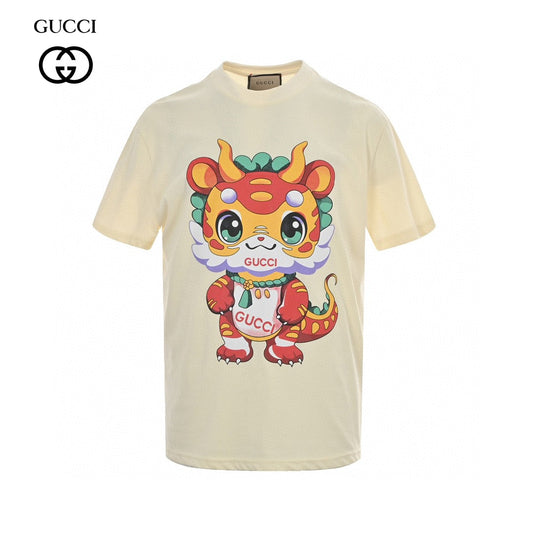 Gucci Cream T-Shirt with Dragon Cartoon - Phantom Kicks