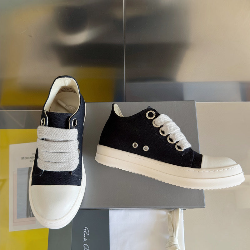 Rick Owens Black Canvas Low-Top Sneakers - Phantom Kicks