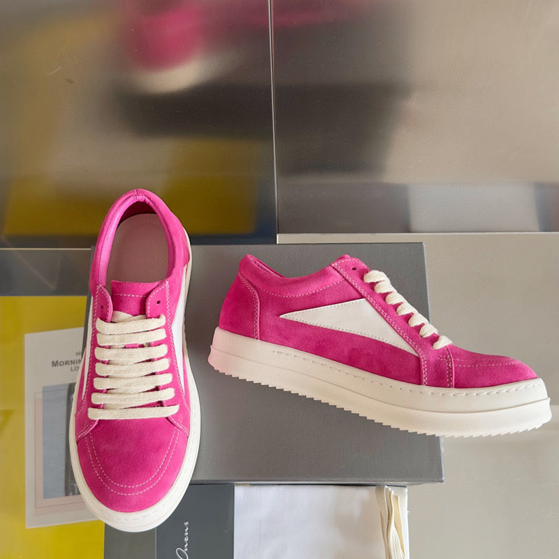 Rick Owens Pink Suede Low-Top Sneakers - Phantom Kicks