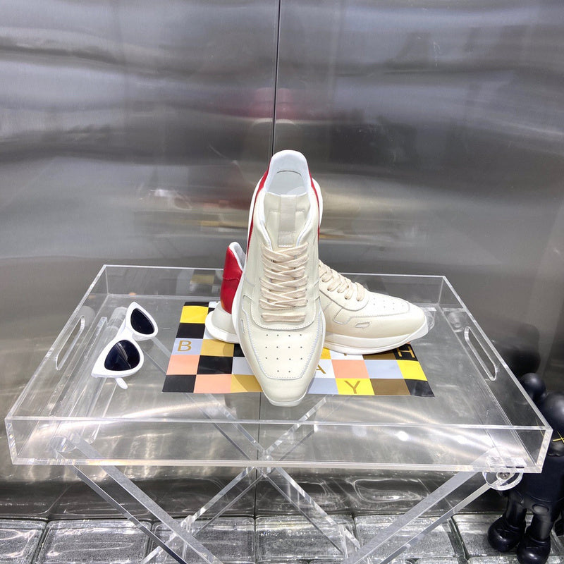 Rick Owens Cream and Red Low-Top Sneakers - Phantom Kicks