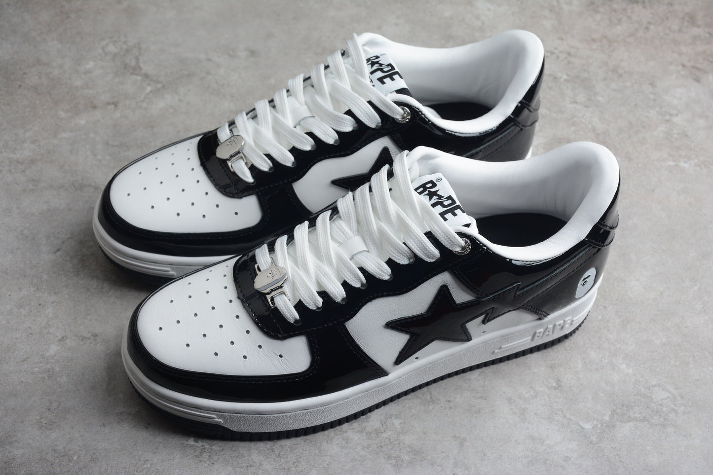 BAPE STA Low-Top Sneakers in Black and White - Phantom Kicks