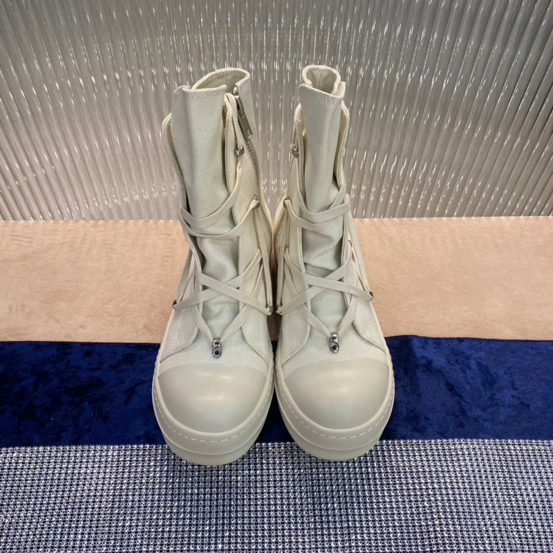 Rick Owens High-Top Canvas Boots - Cream - Phantom Kicks