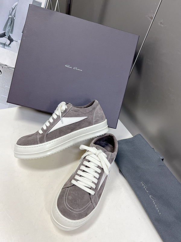 Rick Owens Low-Top Sneakers - Grey Suede - Phantom Kicks
