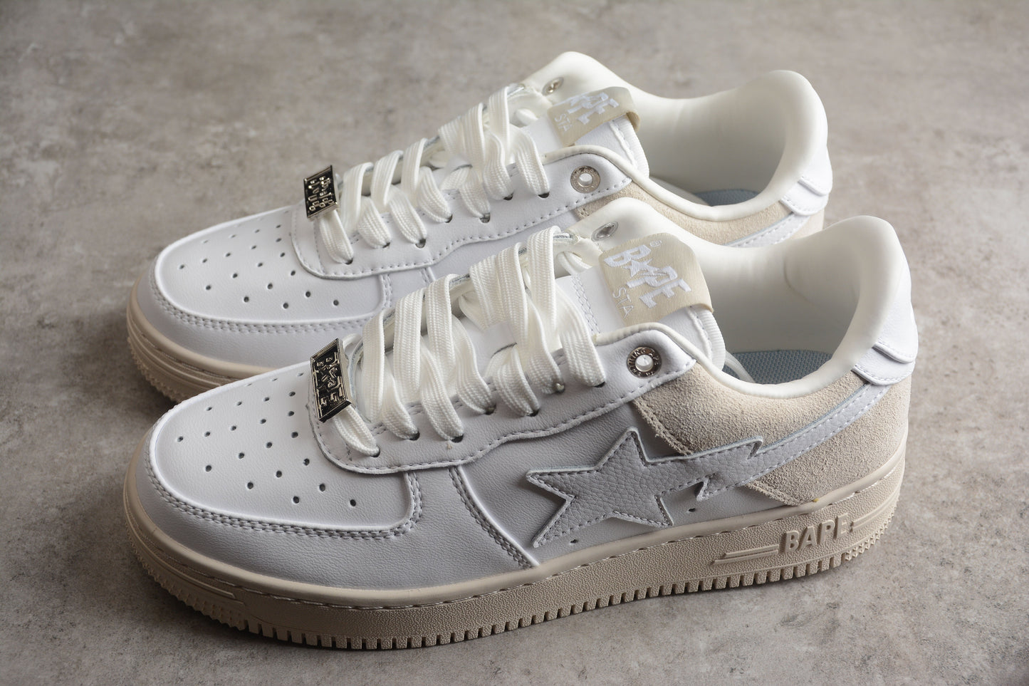 BAPE STA Low-Top Sneakers in White and Cream - Phantom Kicks