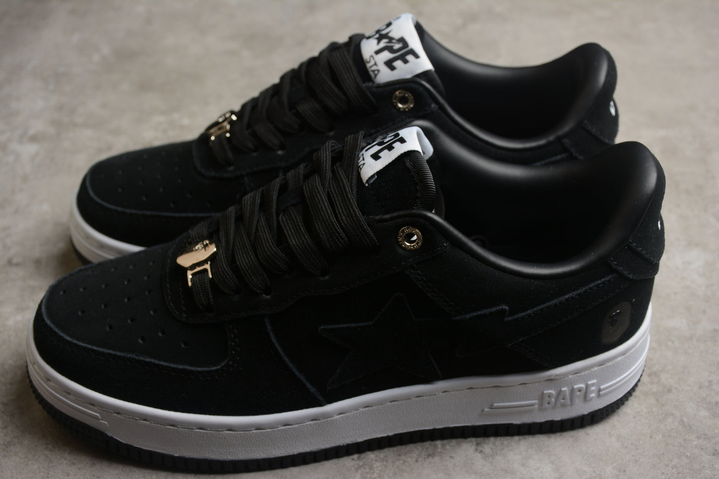 BAPE STA Low-Top Black Suede Sneakers - Phantom Kicks