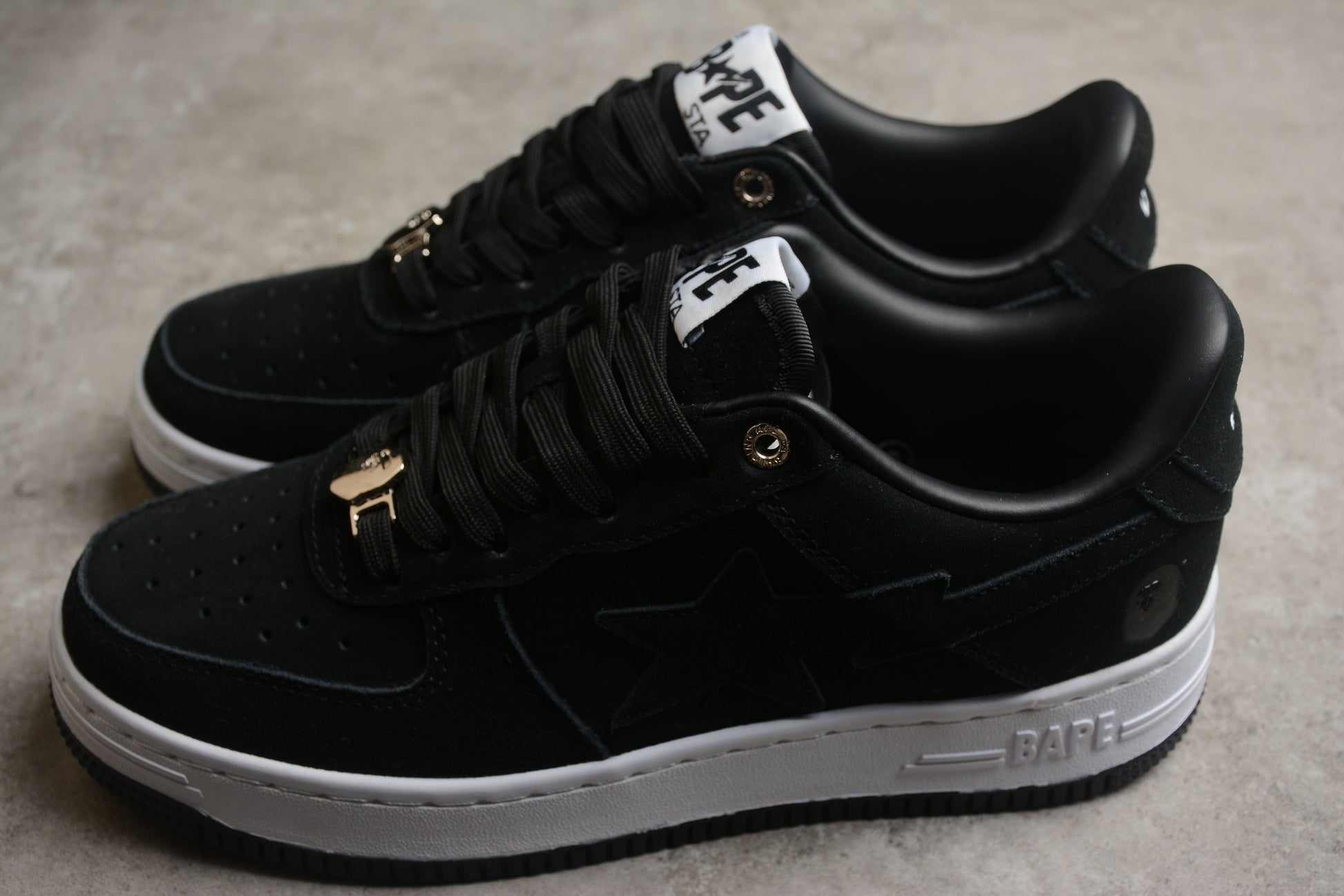 BAPE STA Low-Top Black Suede Sneakers - Phantom Kicks