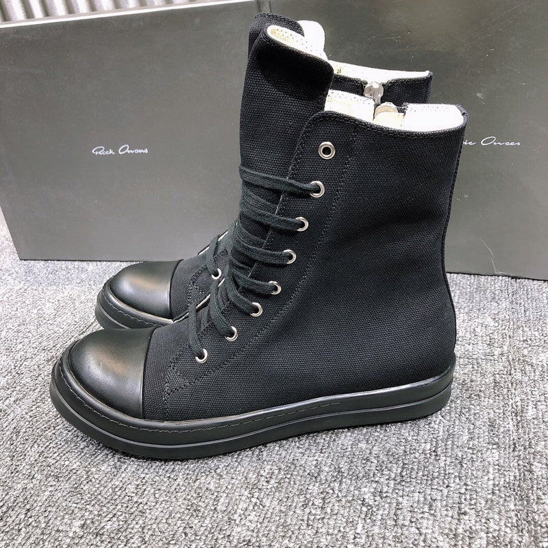 High-Top Black Canvas Sneakers - Phantom Kicks