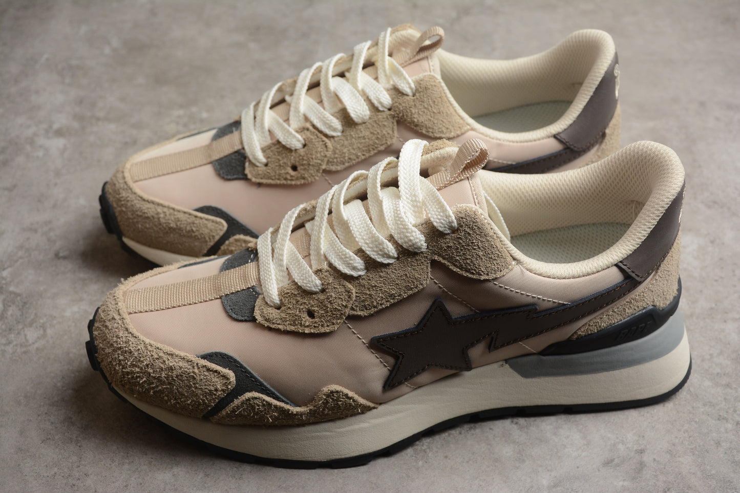 BAPE STA Retro Runner Beige and Brown Sneakers - Phantom Kicks