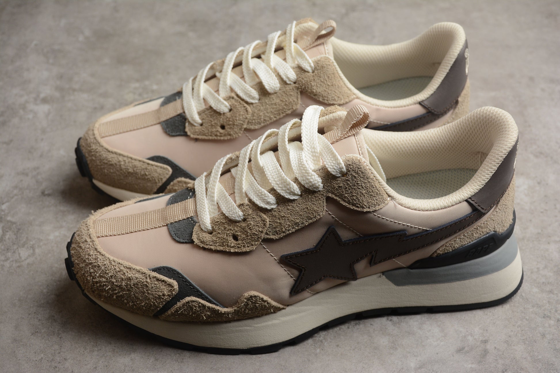 BAPE STA Retro Runner Beige and Brown Sneakers - Phantom Kicks