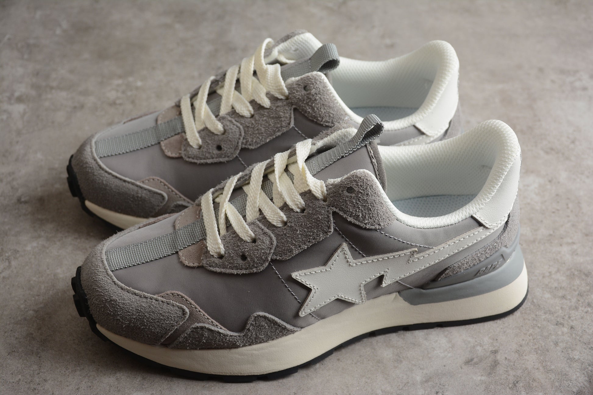 BAPE STA Runner Sneakers in Grey and White - Phantom Kicks