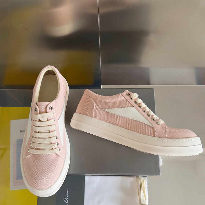 Rick Owens Pink Canvas Low-Top Sneakers - Phantom Kicks