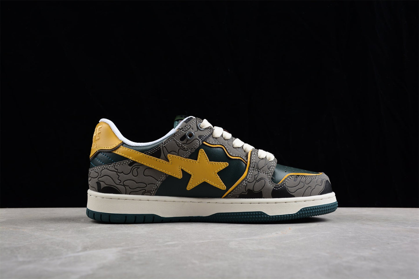 BAPE STA Low-Top Sneakers in Green and Yellow - Phantom Kicks