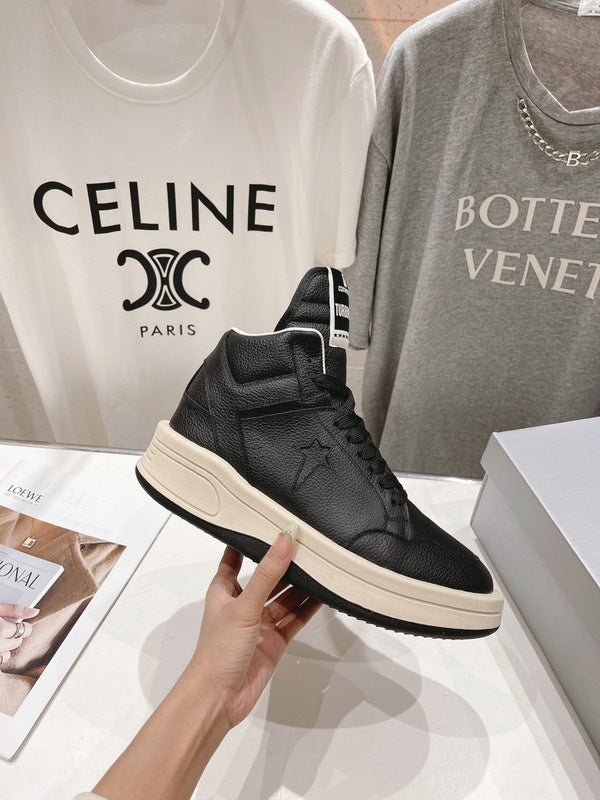 Rick Owens Black and White High-Top Sneakers - Phantom Kicks