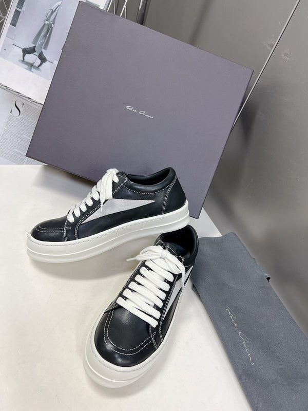 Rick Owens Low-Top Sneakers - Black Leather - Phantom Kicks
