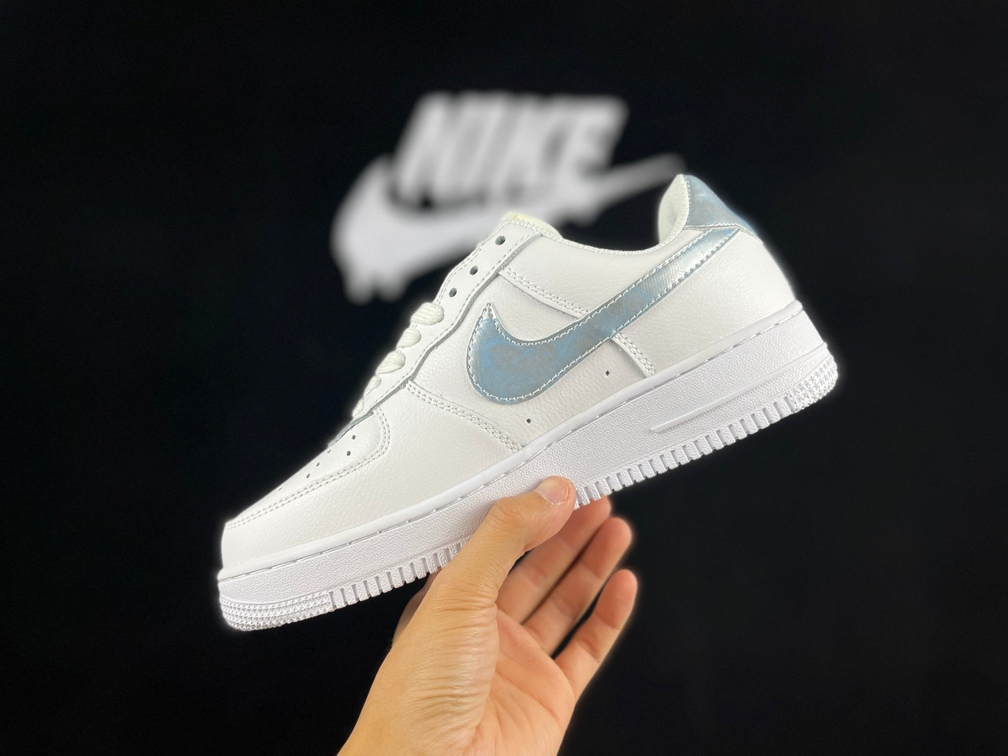 NIKE AIR FORCE 1 Low "White/Blue Iridescent Mist" - Phantom Kicks