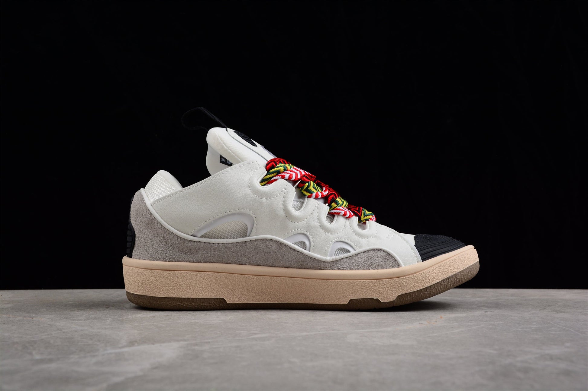 White Low Top Sneakers with Multicolor Laces - Phantom Kicks