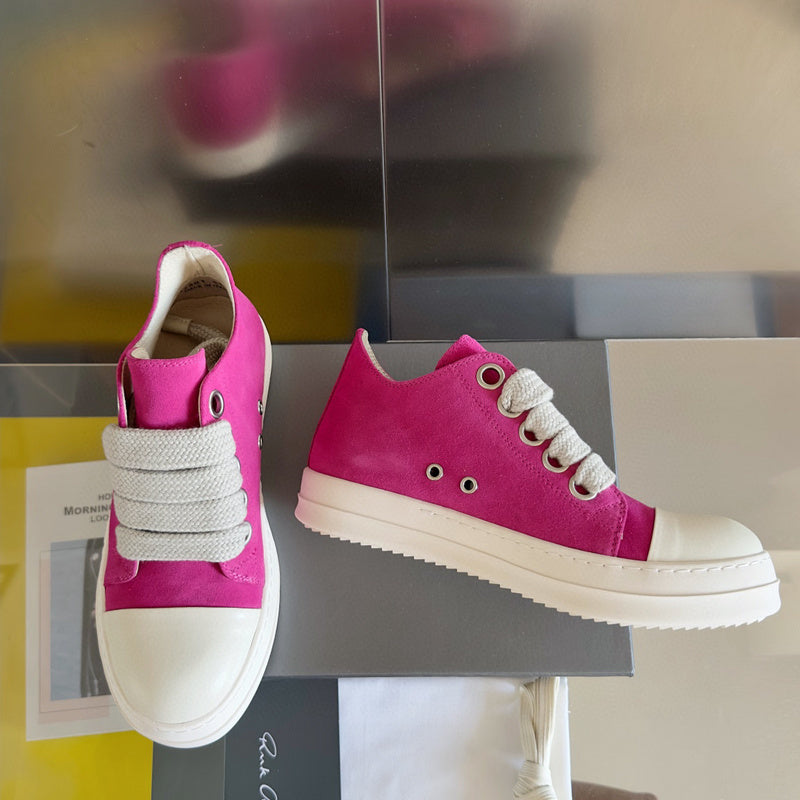 Rick Owens Pink Suede Low-Top Sneakers - Phantom Kicks