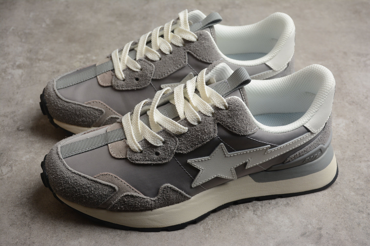 BAPE STA Runner Sneakers in Grey and White - Phantom Kicks
