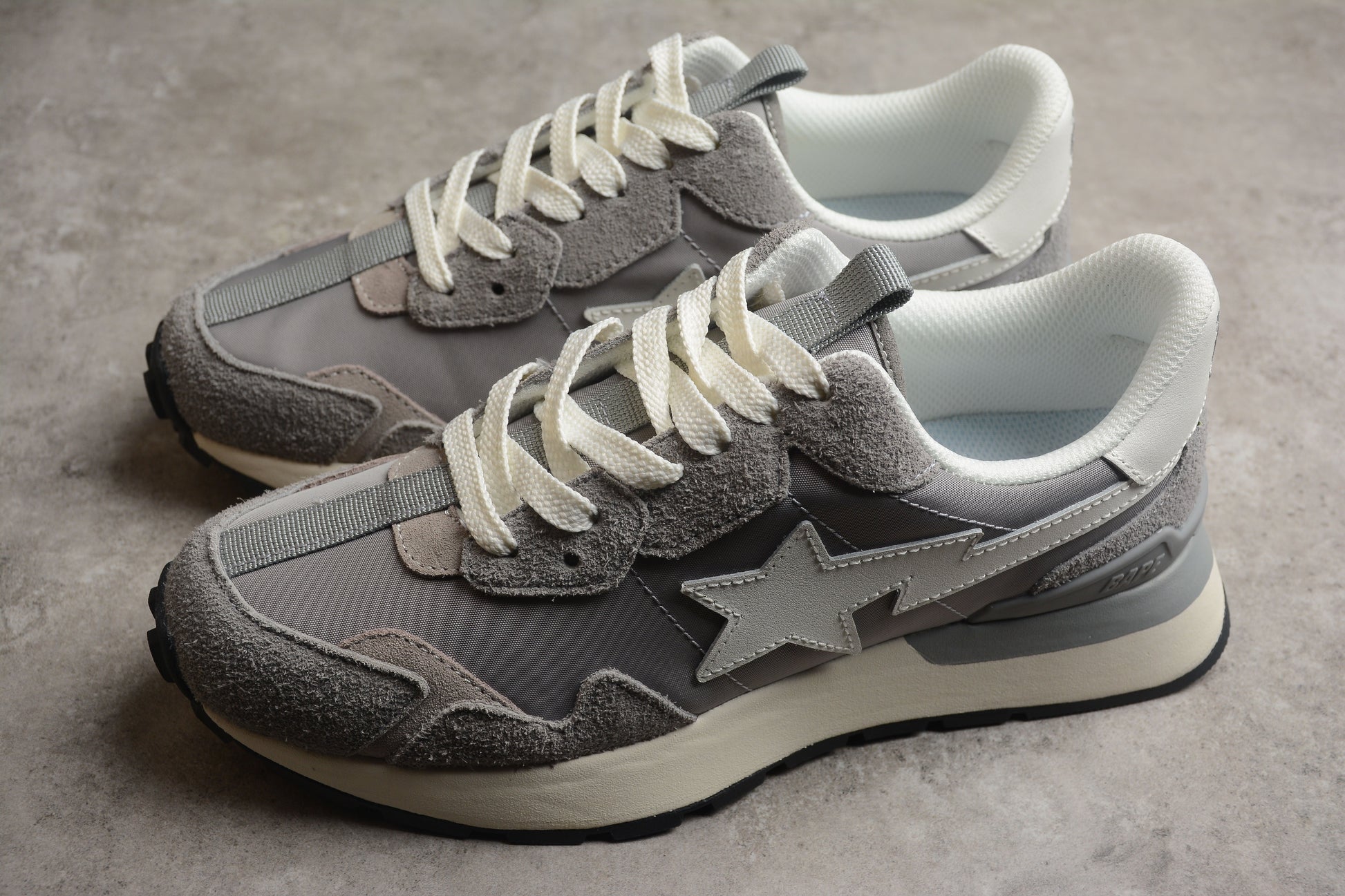 BAPE STA Runner Sneakers in Grey and White - Phantom Kicks