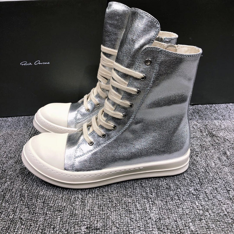 Rick Owens Metallic High-Top Sneakers - Phantom Kicks