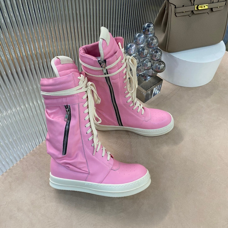 Rick Owens High-Top Sneakers - Pink and Cream - Phantom Kicks
