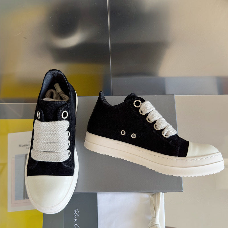 Rick Owens Black Suede Low-Top Sneakers - Phantom Kicks