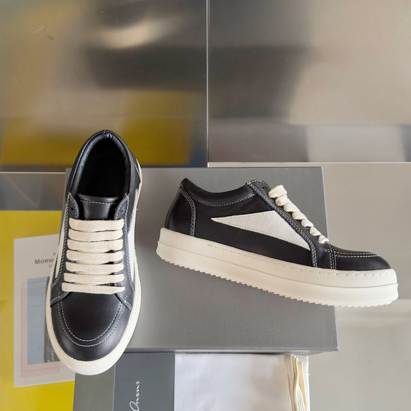 Rick Owens Black Leather and Suede Low-Top Sneakers - Phantom Kicks