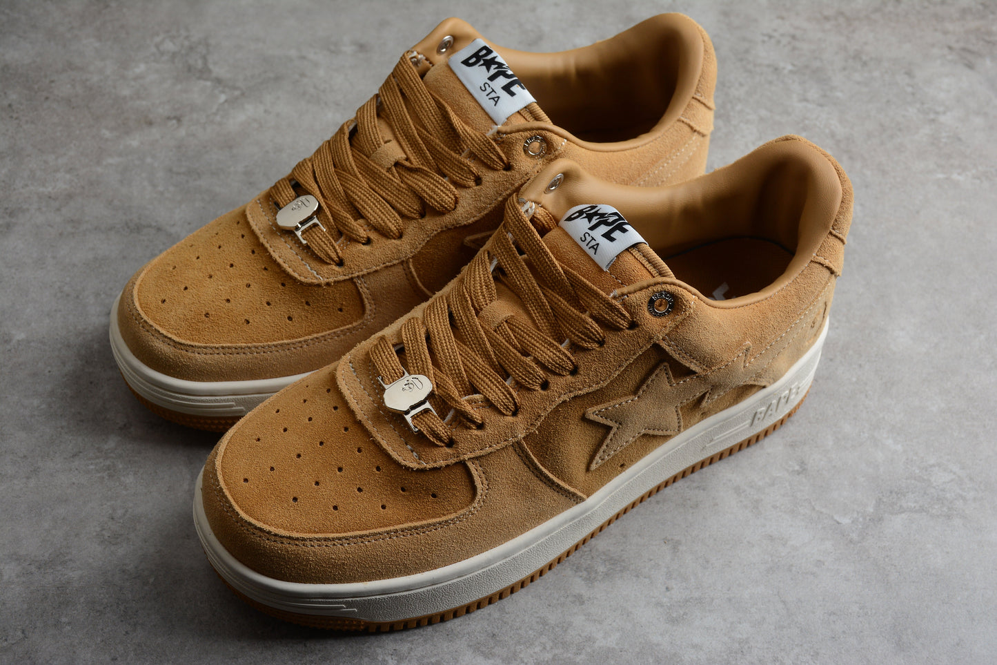 BAPE STA Low-Top Tan Suede Sneakers - Phantom Kicks