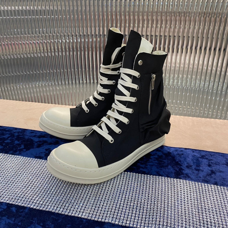 Rick Owens High-Top Nylon Boots - Black and White - Phantom Kicks