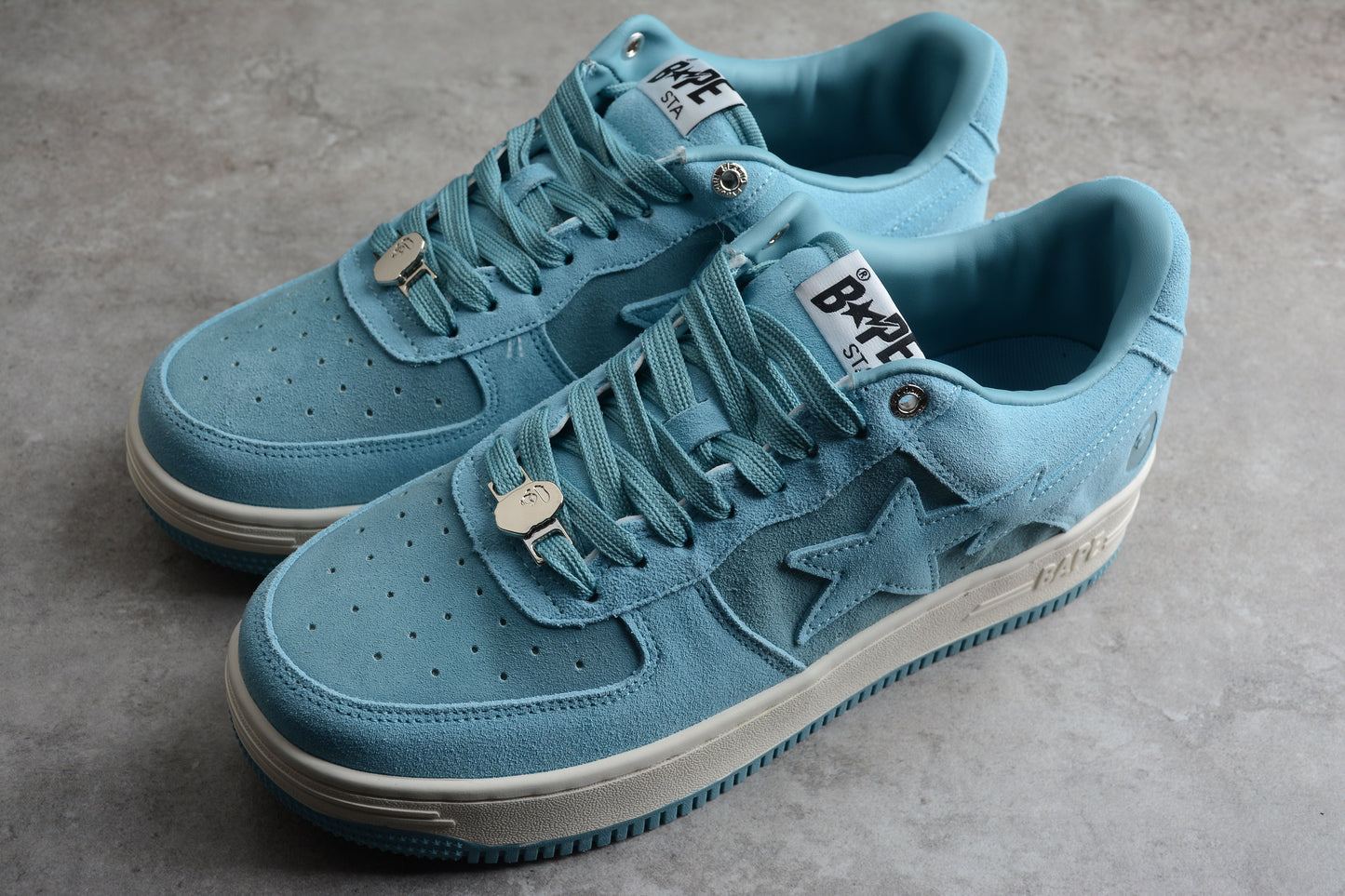 BAPE STA Low-Top Blue Suede Sneakers - Phantom Kicks