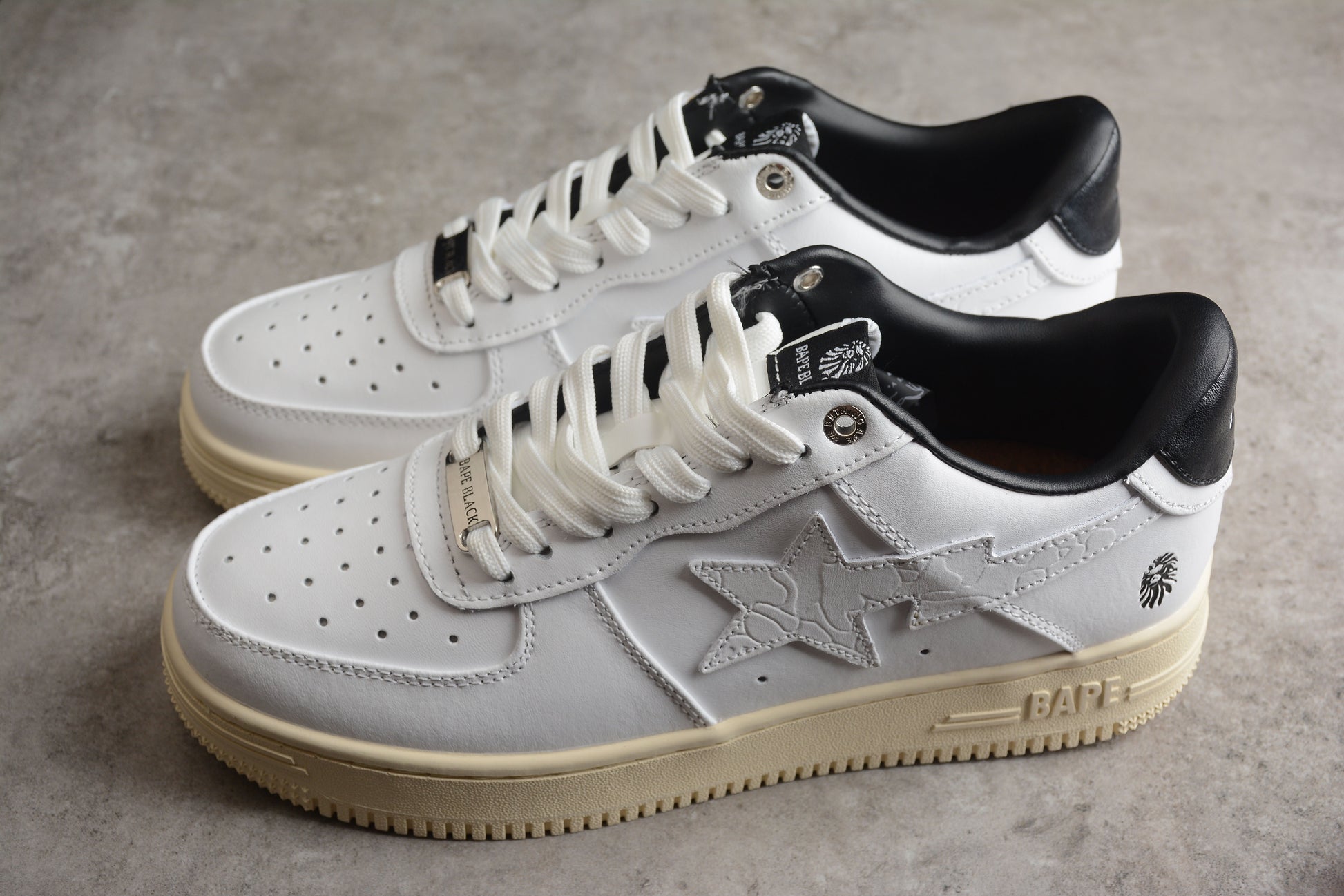 BAPE STA Low-Top Sneakers in White and Black - Phantom Kicks