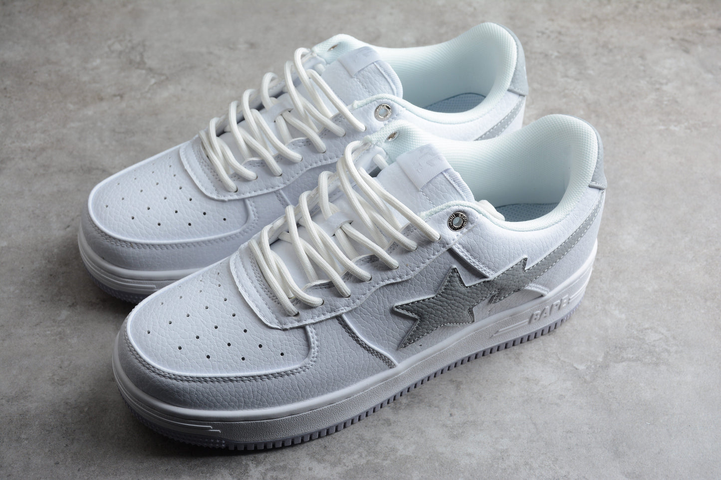 BAPE STA Low-Top Sneakers in White and Gray - Phantom Kicks