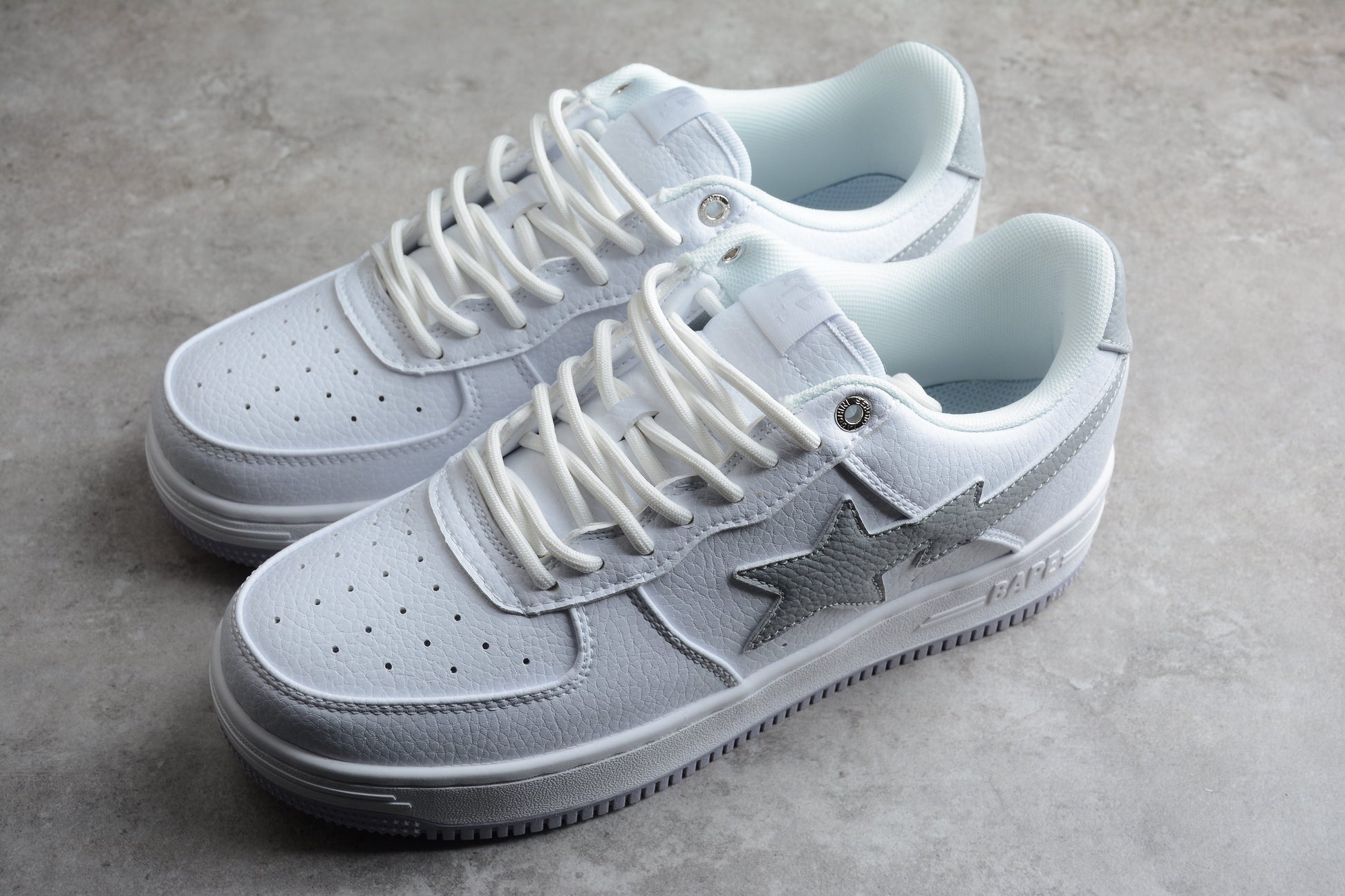 BAPE STA Low-Top Sneakers in White and Gray - Phantom Kicks