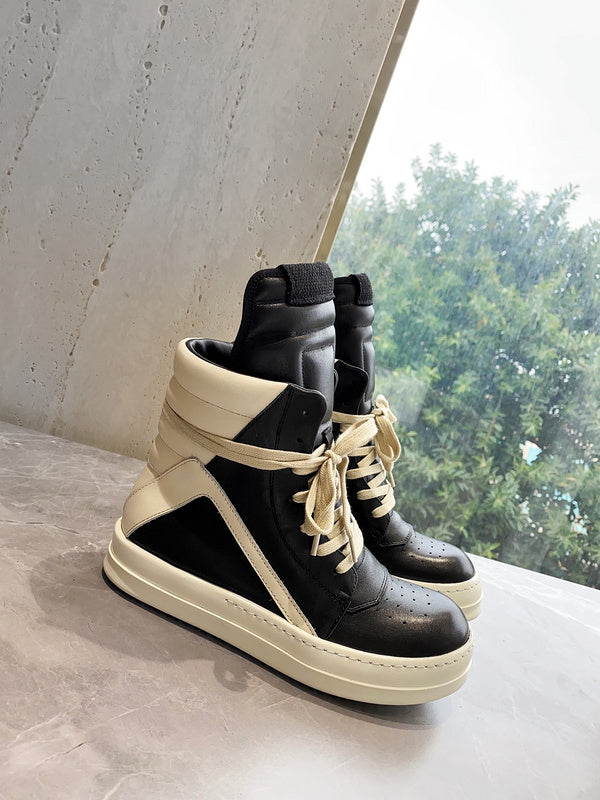 Rick Owens Geobasket Sneakers - Black and Cream - Phantom Kicks