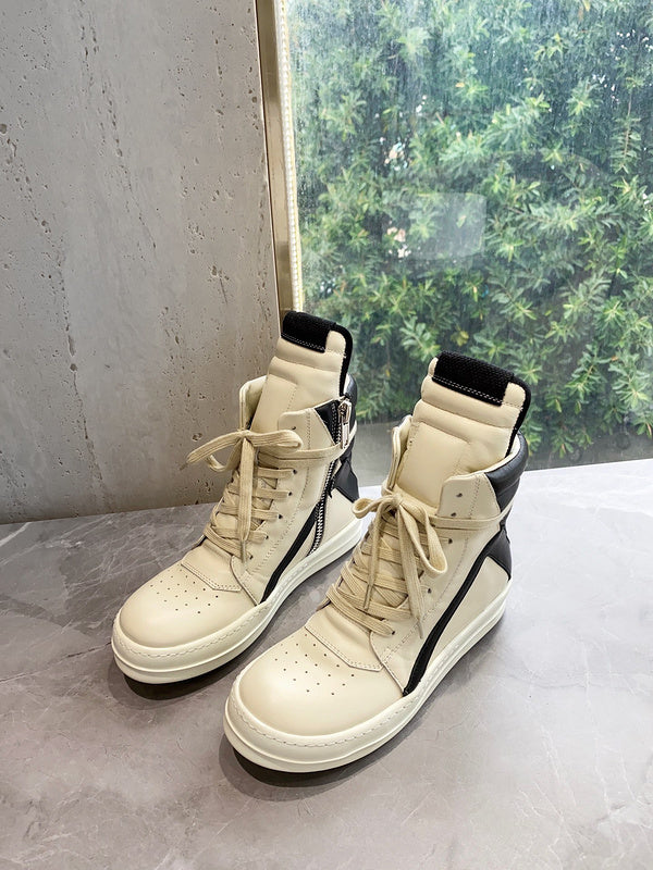 Rick Owens Geobasket Sneakers - Cream and Black - Phantom Kicks