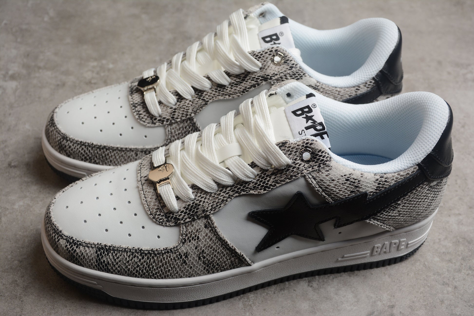 BAPE STA Low-Top Sneakers with Snakeskin Pattern - Phantom Kicks