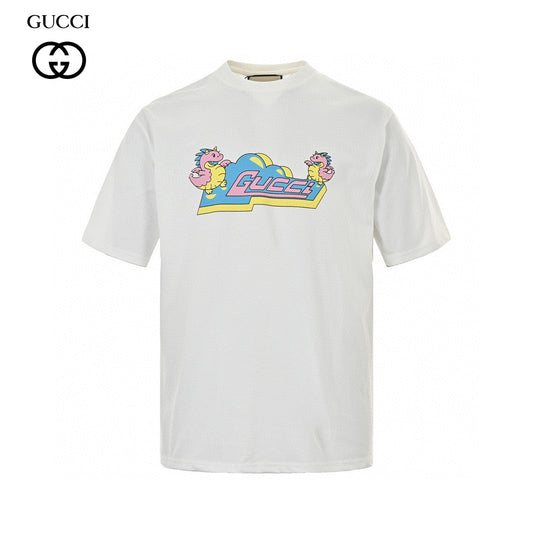 Gucci White T-Shirt with Pink Dinosaur Graphic - Phantom Kicks