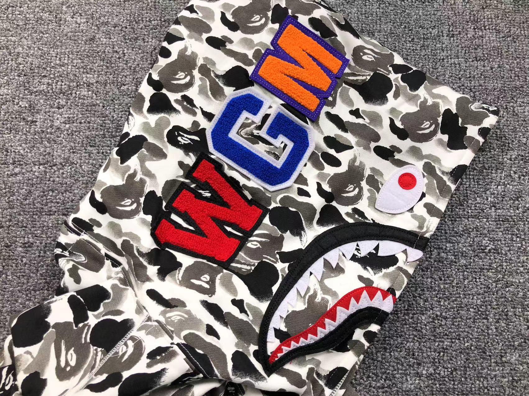 BAPE ABC CAMO SHARK FULL ZIP HOODIE GREY - Phantom Kicks