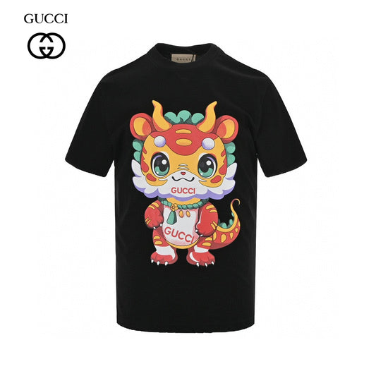 Gucci Black T-Shirt with Dragon Cartoon - Phantom Kicks
