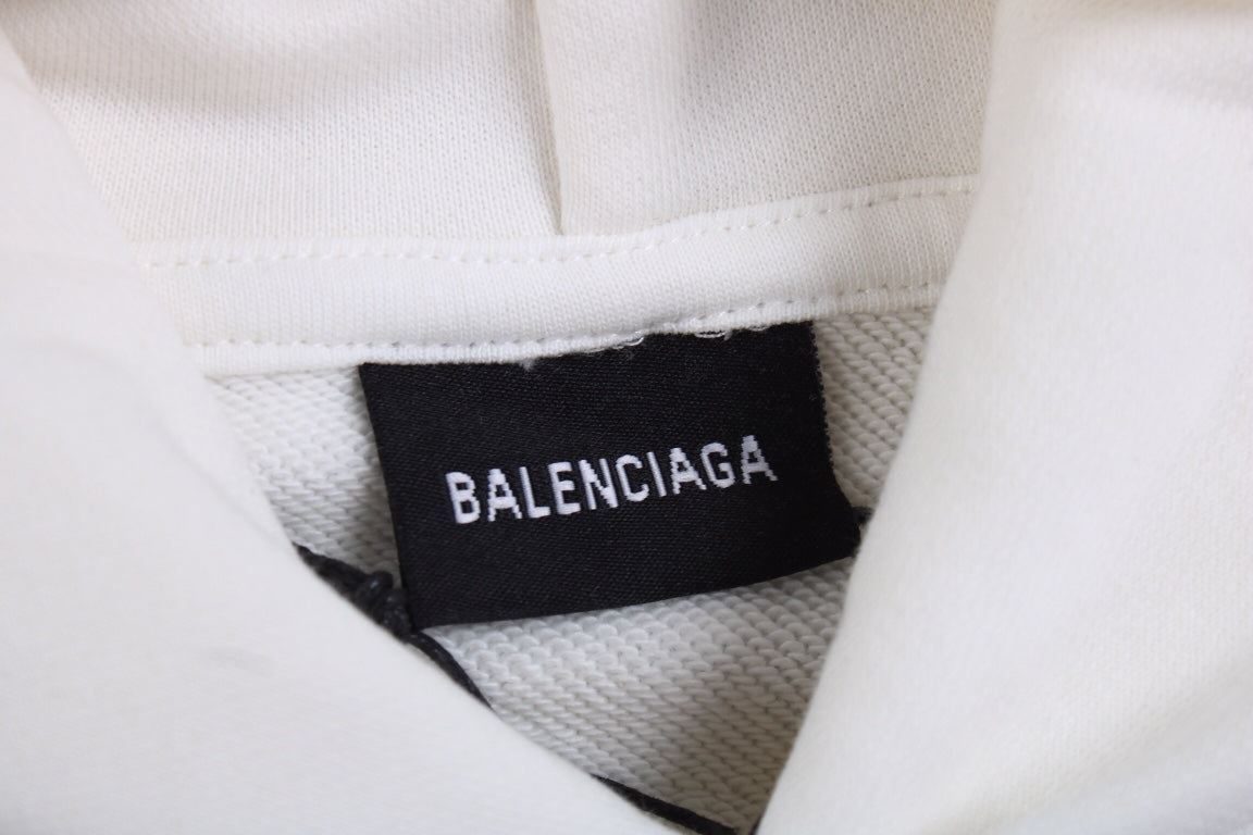 Balenciaga White Hoodie with "I Love" Graphic - Phantom Kicks