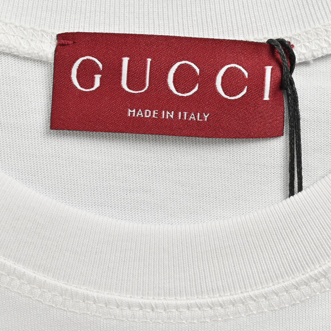 Gucci White T-Shirt with Blue Vertical Logo Patch - Phantom Kicks