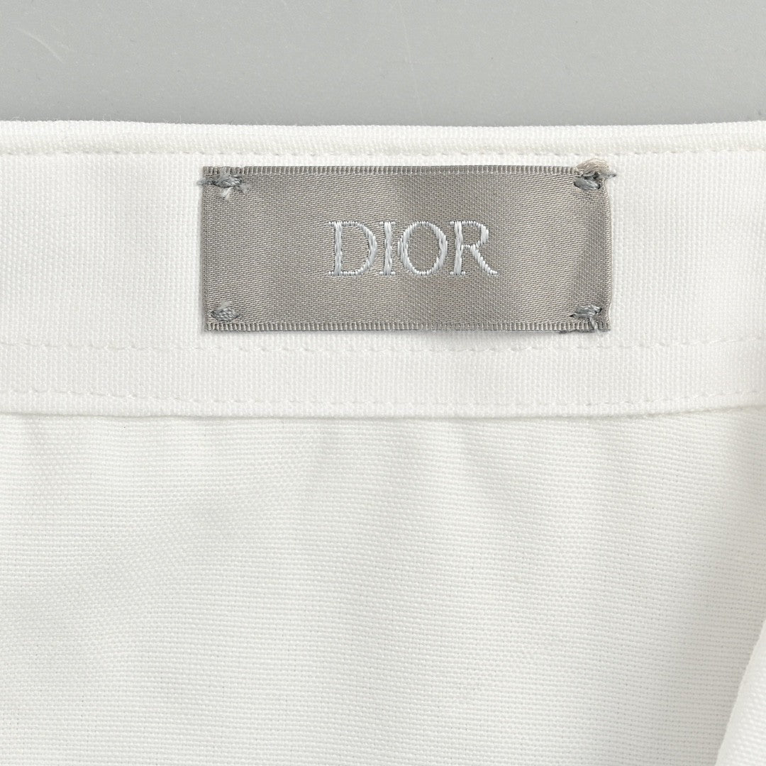 Dior Short Sleeve Button-Up Shirt (White) - Phantom Kicks