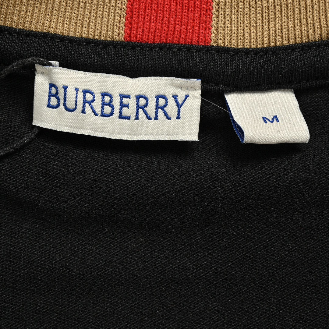 BURBERRY CHECK COLLAR T-SHIRT BLACK - Phantom Kicks