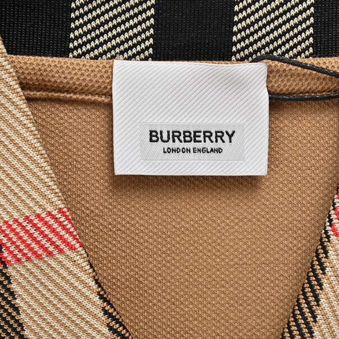 Burberry Polo Shirt with Check Collar (Tan) - Phantom Kicks