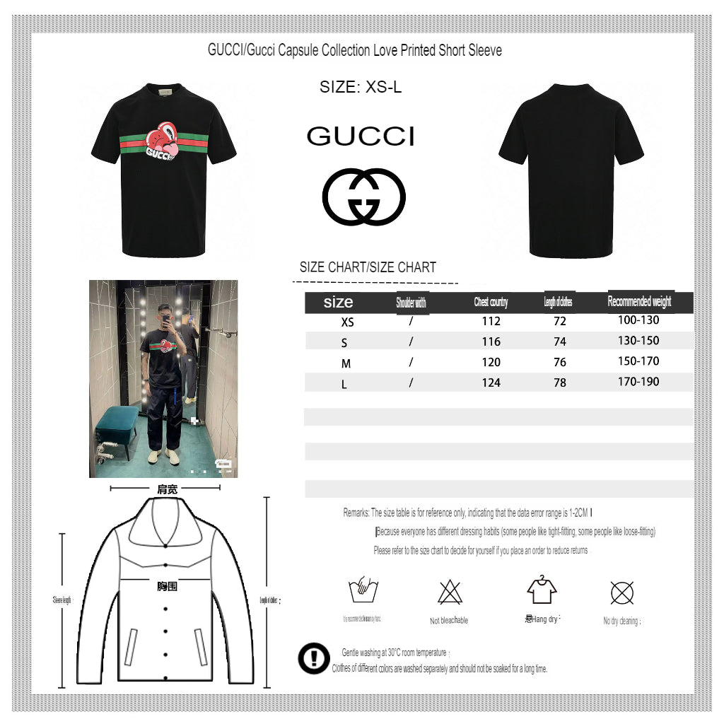 Gucci Black T-Shirt with Heart Graphic - Phantom Kicks