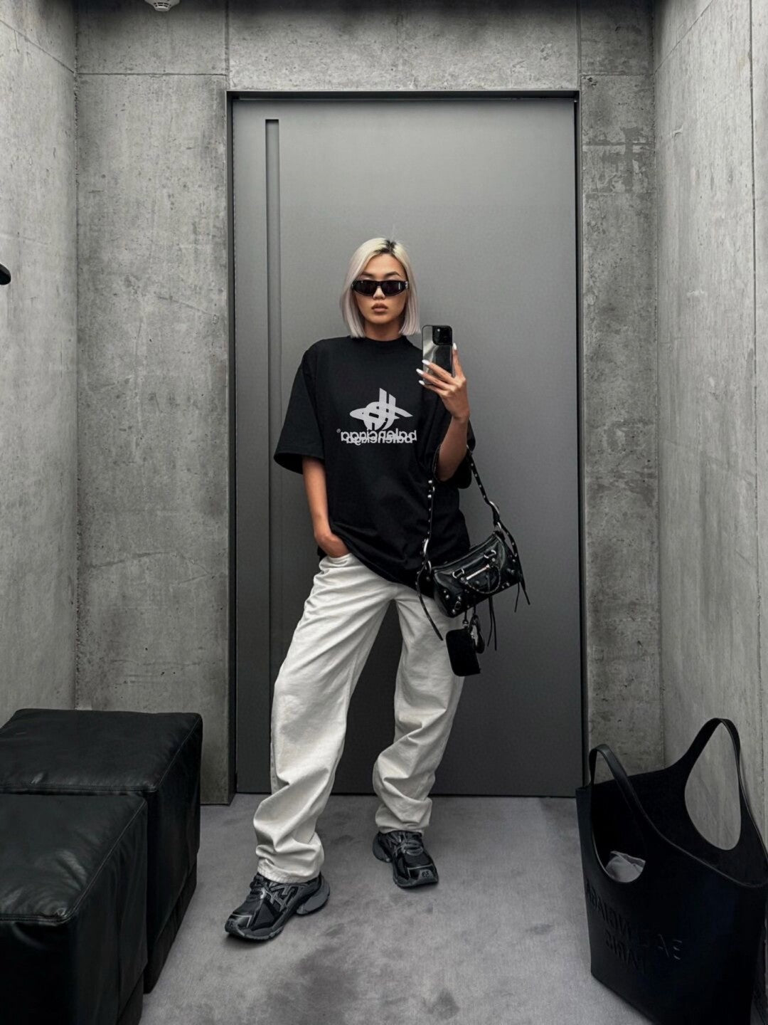 Balenciaga T-Shirt - Overlapping Logo - Phantom Kicks