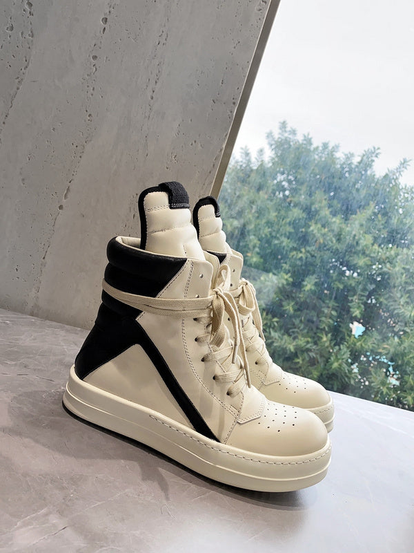 Rick Owens Geobasket Sneakers - Cream and Black - Phantom Kicks