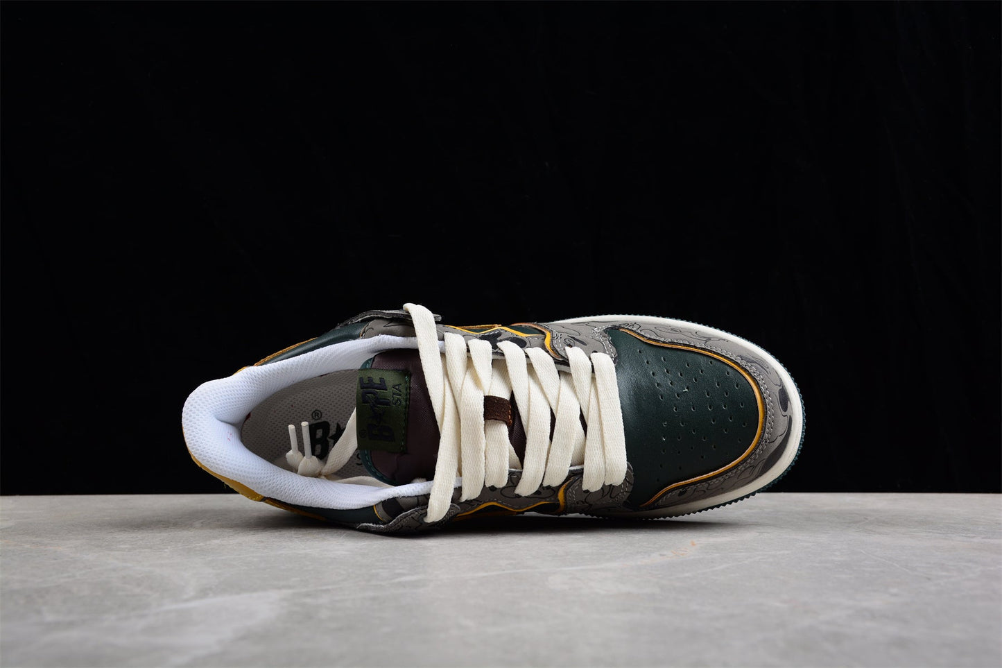 BAPE STA Low-Top Sneakers in Green and Yellow - Phantom Kicks